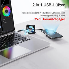 ELUTENG 40mm 2-v-1 USB ventilator s 3 hitrostmi