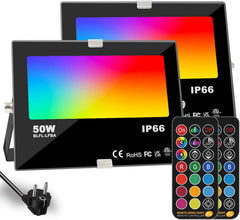 2x HEKEE 50 W RGB LED reflektor z daljincem