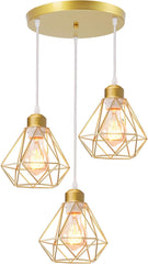 TOKIUS viseča svetilka s 3 žarnicami, retro geometrijski železni abažur