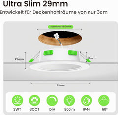 10x ALUSSO LED vgradna svetilka 3CCT IP44