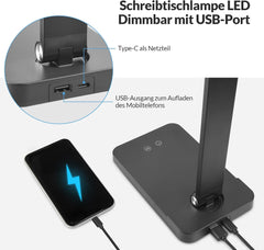 LED Zatemnilna Namizna Svetilka z USB Priključkom