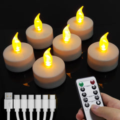 6x HJINGCHEN Polnilne LED čajne svečke z daljincem