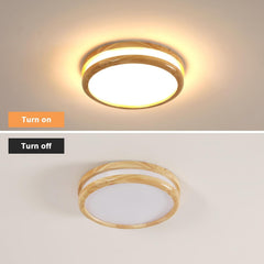 PHEASHINE LED stropna svetilka 30cm, 24 W leseni dizajn