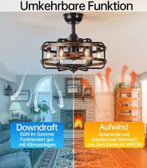 IZOWE Vintage Stropni Ventilator Z Osvetlitvijo