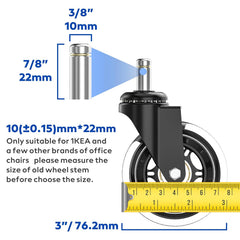 WEWILL univerzalna kolesa za pisarniški stol - 10 × 22 mm