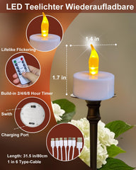 6x HJINGCHEN Polnilne LED čajne svečke z daljincem