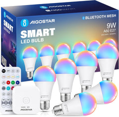 AIGOSTAR pametne LED žarnice 9 W z Bluetooth in upravljanjem prek Alexe - 6 kosov