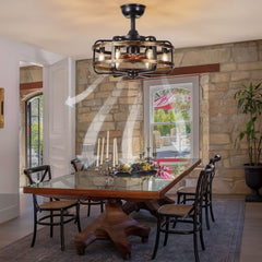 IZOWE Vintage Stropni Ventilator Z Osvetlitvijo