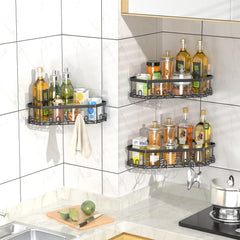 STEUGO kotna polica za prho z namestitvjo brez vrtanja - komplet 3 kosov