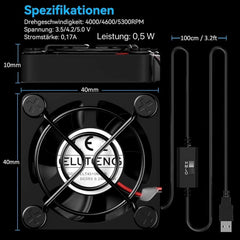ELUTENG 40mm USB ventilator s 3 hitrostmi