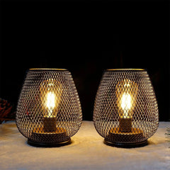 TRIROCKS kovinska LED svetilka na baterije 17 cm rjava