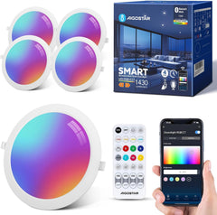 4x AIGOSTAR Pametna LED vgradna svetilka 15W RGB