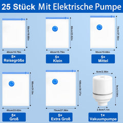 25x IPALAMILA vakuumske vreče za shranjevanje z električno črpalko