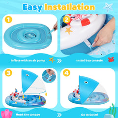 ACELIFE otroški plavalni obroč z nadstreškom in igračami