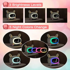 LEMNOI Otroška budilka z nočno svetilko z barvno osvetlitvijo in funkcijo spanja