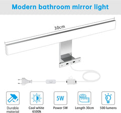 AOUROW 30 cm LED svetilka za ogledalo - 6500 K
