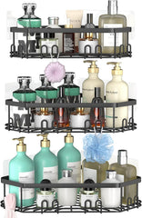 STEUGO kotna polica za prho z namestitvjo brez vrtanja - komplet 3 kosov