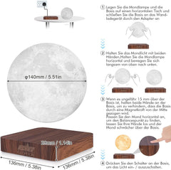 ELEOPTION Lebdeča 3D Luna LED Svetilka
