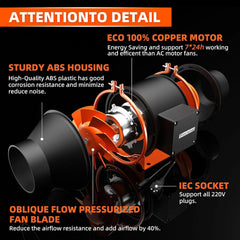 FANGOFAST nastavljiv kanalski ventilator 100 mm 360 m³/h