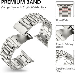 NETOLO Premium kovinski pašček za Apple Watch 49 mm–38 mm iz nerjavečega jekla