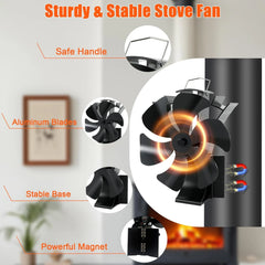 TOMERSUN magnetni ventilator za peč s termometrom in 6 lopaticami
