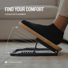 COREMINDED Ergonomski nastavljiv podnožnik za pod mizo iz masivnega lesa