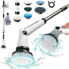 Električna Čistilna Krtača z 8 Nastavki in Podaljšanim Ročajem