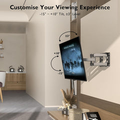 BONTEC stenski vrtljiv, nagibni in raztegljiv nosilec za TV 32–60” - do 45 kg