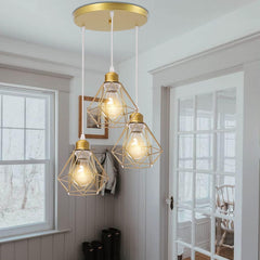 TOKIUS viseča svetilka s 3 žarnicami, retro geometrijski železni abažur