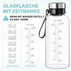 RNCKUUE 1,5 l steklena steklenica z etuijem, filtrom in ščetko