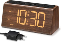 VORRINC digitalna lesena budilka z USB priključkom