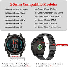 CFXHWZH 20 mm jekleni pašček QuickFit za Garmin 43 mm
