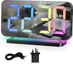 SZELAM Digitalna budilka z RGB LED zaslonom, USB priključki in nočno lučko