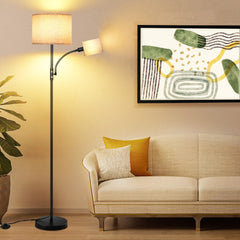 OTREN talna svetilka z lanenim senčnikom in stikalom za vklop s stopalom