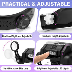 EXGOON naglavna lupa z osvetlitvijo – 1× do 14× povečava