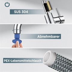 FORIOUS Kuhinjska Armatura Z L-Oblikovanim Izlivom In 360° Vrtenjem