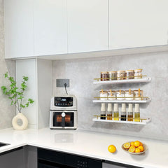 ZVZM komplet 3 belih lesenih polic z metalno ograjo