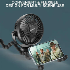 COMLIFE prenosni USB ventilator s fleksibilnim stojalom in LED-lučjo