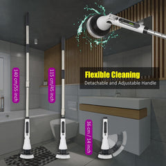 Električna Čistilna Krtača z 8 Nastavki in Podaljšanim Ročajem