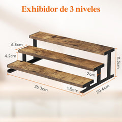 LIFEWIT Leseni organizator za parfume s kovinskim stojalom s 3 nivoji - 35 cm