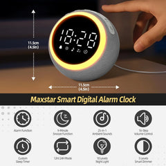 MAXSTAR digitalna budilka z belim šumom in nočno lučko siva