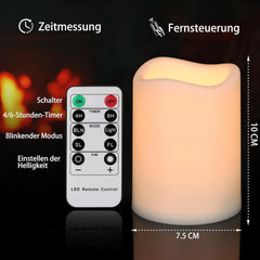 9x YUNSHENG LED sveča z daljincem - 7,5 x 10 cm