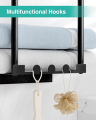 HAPIRM stenski nosilec za brisače z leseno polico in 6 kavlji