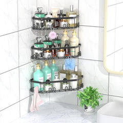 STEUGO kotna polica za prho z namestitvjo brez vrtanja - komplet 3 kosov