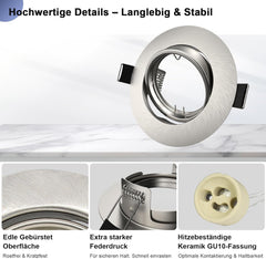 WONDLUMI komplet 12 vgradnih reflektorjev GU10 z nastavljivimi okroglimi okvirji