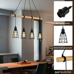 FORCOSO Rustikalna Lesena Viseča Svetilka