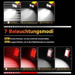 2x DAPHOMEU LED delovni svetilki COB z magnetnim podstavkom