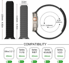 TASIKAR dvostranski magnetni silikonski pašček za Apple Watch 42–49 mm