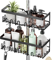 HOUSEUP komplet 2 polic za prho iz nerjavečega jekla za tuš drog (18–25 mm) brez vrtanja