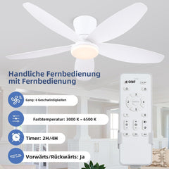 SURTIME beli stropni ventilator z lučjo in pametnim upravljanjem